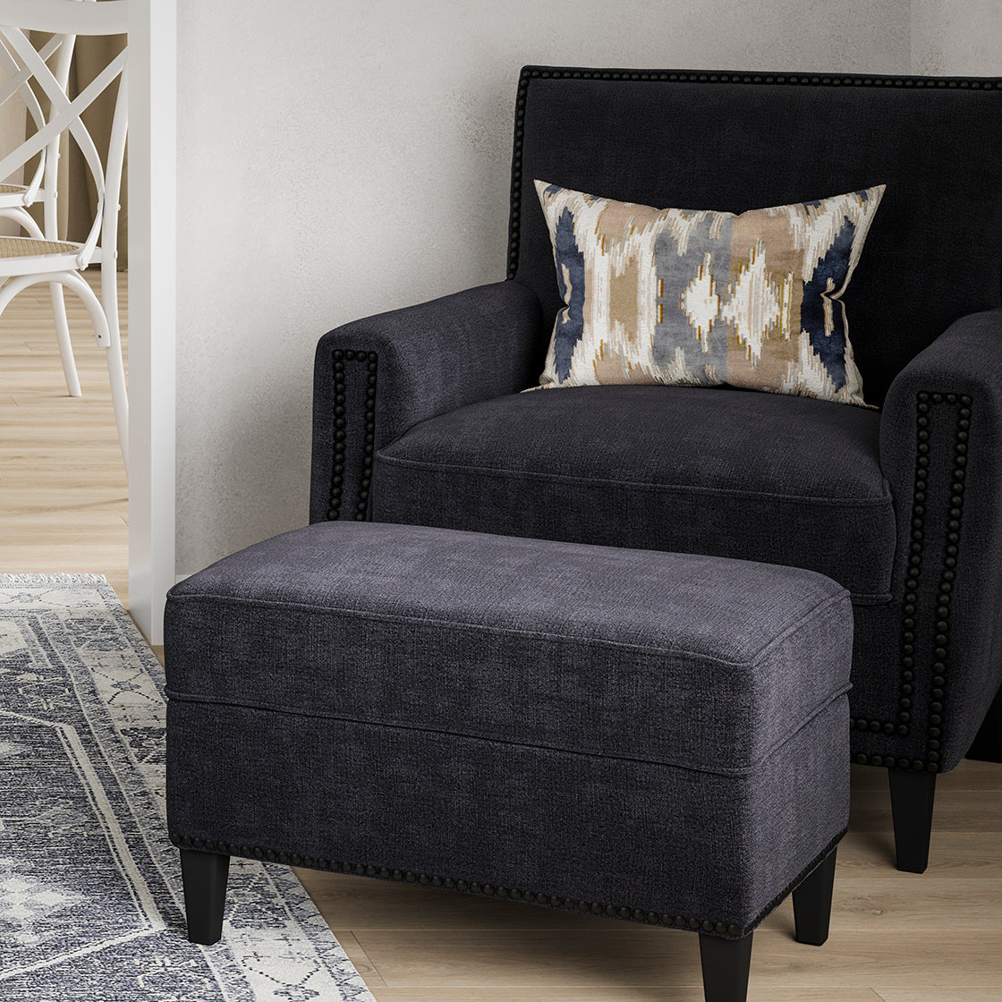 Atticus Anthracite Black Fabric Accent Armchair